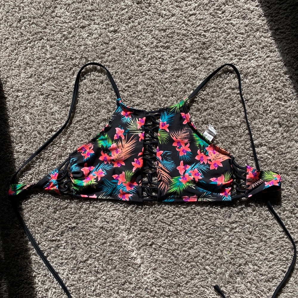 Floral wrap bikini top